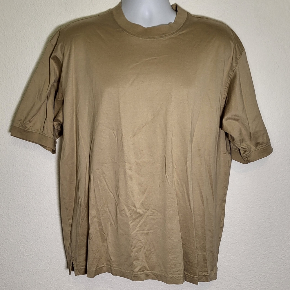Tricots St Raphael Beige Short Sleeve Tee Shirt size Large